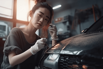 亚洲工人修理汽车修复细节