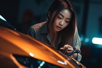 亚洲工人修理汽车修复工作