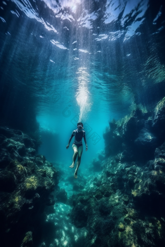水下拍摄潜水员摄影图数字艺术19