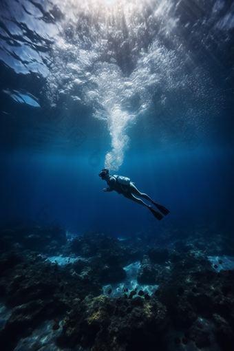 水下拍摄<strong>潜水员</strong>摄影图数字艺术15