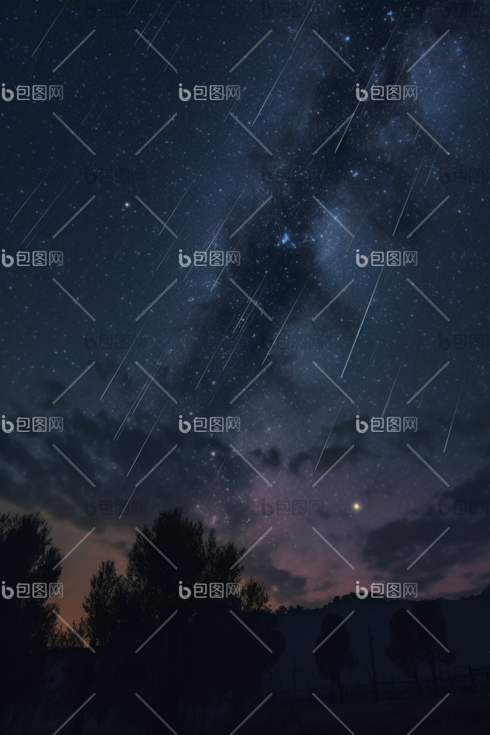 晚上流星天空摄影图数字艺术图片-包图网