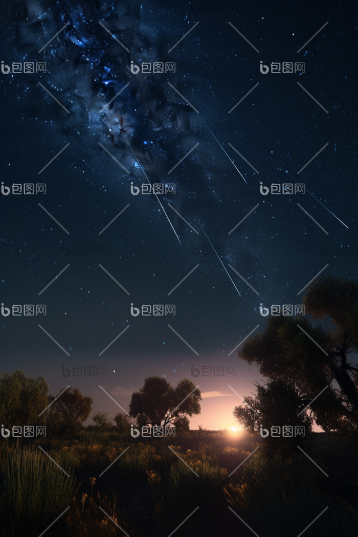 晚上流星天空摄影图数字艺术图片-包图网