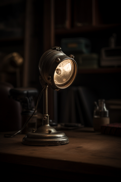 木桌上的老式台灯摄影图数字艺术11
