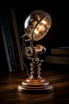 木桌上的老式台灯摄影图数字艺术5