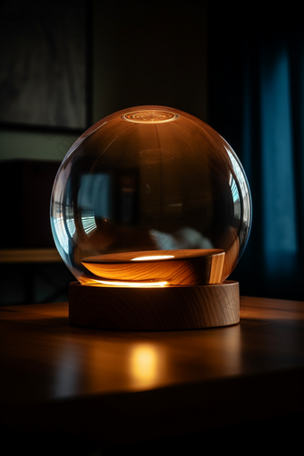 木质桌子上的未来科技台灯质感专业