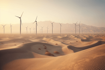 沙漠里的风力发电机机风力机