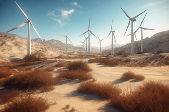 沙漠里的风力发电机风力机专业