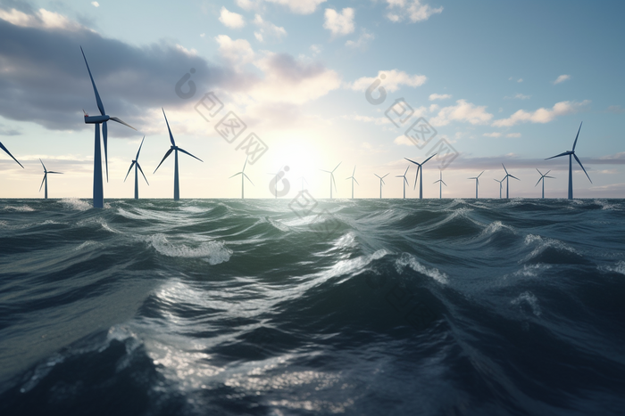 海洋里的风力发电机里风力机