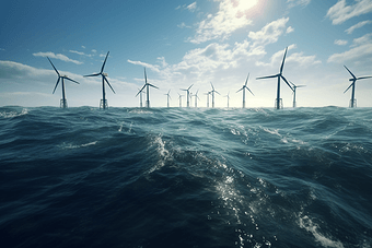 海洋里的风力发电机风力专业