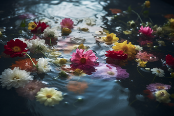 水里各式各样的花水流干净