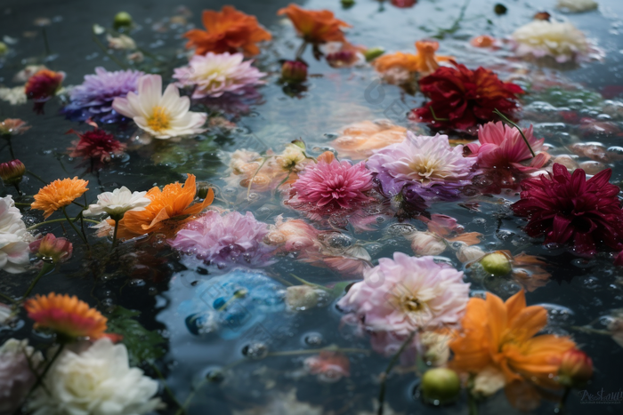 水里各式各样的花流水水流