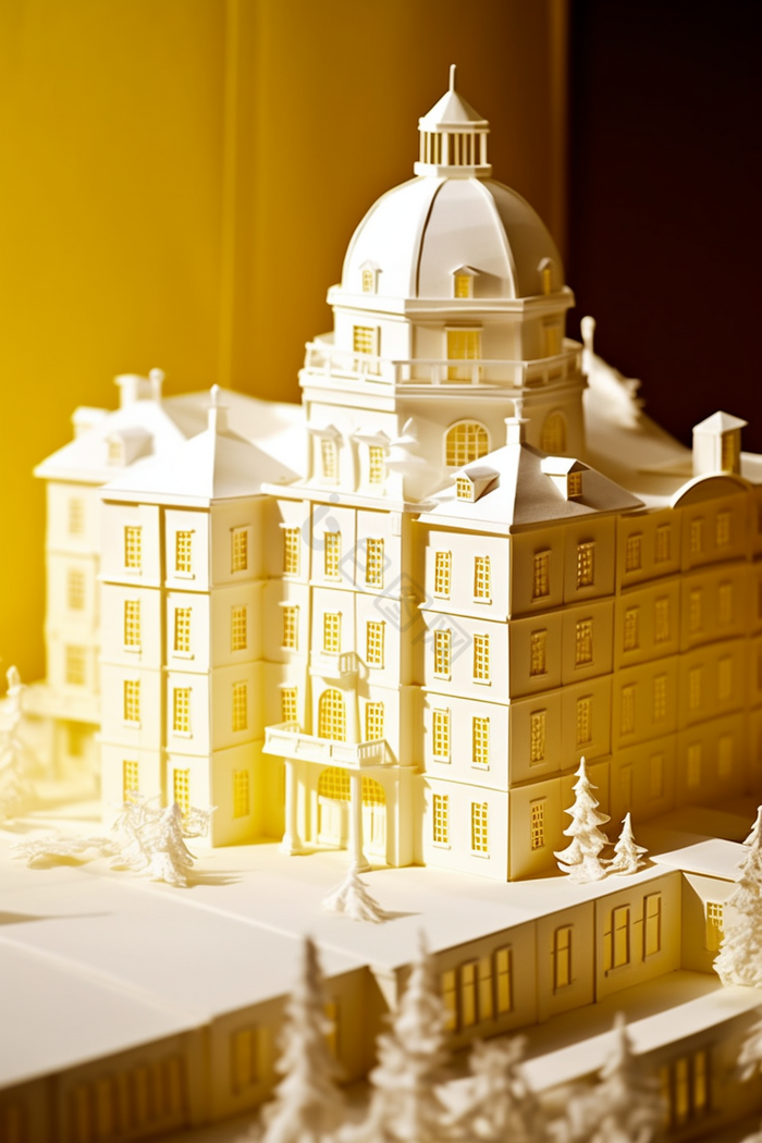 纸雕塑建筑光的俯瞰的角度来看