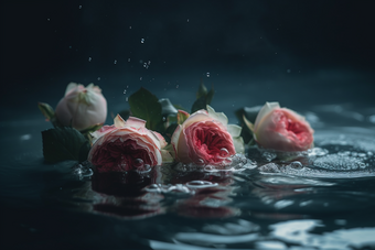 水里的玫瑰花水流花