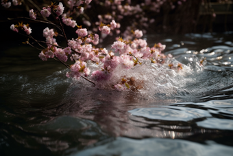 水里的樱花<strong>水流</strong>降水