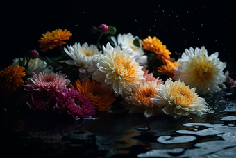 水里的菊花流水风景