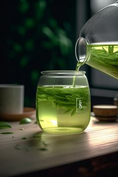 杯子里的绿茶摄影图数字艺术30