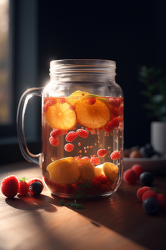 杯子里的水果茶摄影图数字艺术2