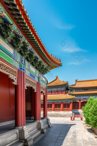 夏季中国古代建筑城楼活力文化