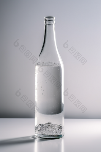 装满水的玻璃瓶内部清澈
