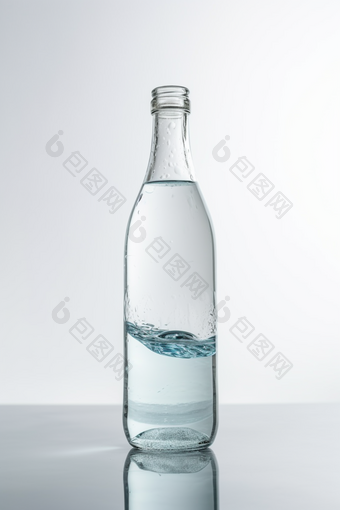 装满水的玻璃瓶瓶子白色