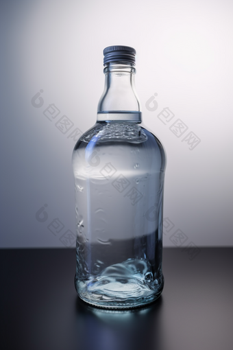 装满水的玻璃瓶内部白色