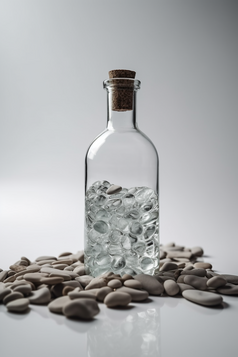 装满水和石头的玻璃瓶摄影图数字艺术3