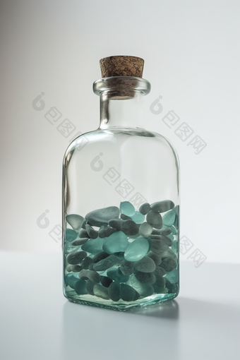 装满水和石头的玻璃瓶内部8k