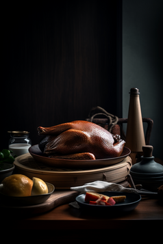 桌子上的美食烤鸭摄影图数字艺术41