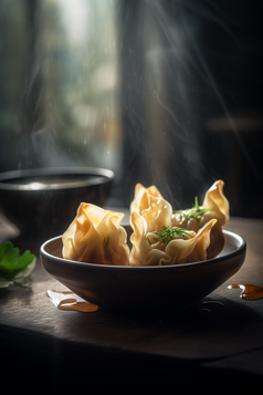 桌子上的美食蒸饺摄影图数字艺术2