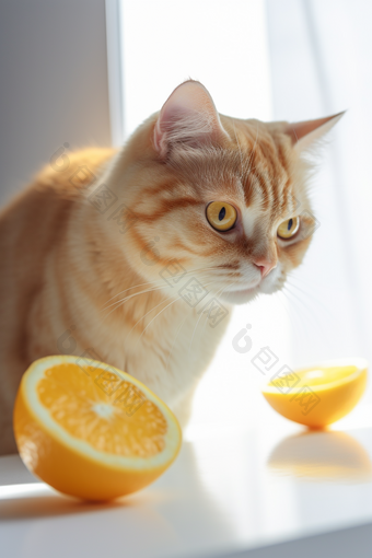 桌子上的可爱橘猫摄影图数字艺术10