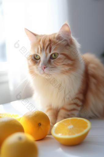 <strong>桌子上</strong>的可爱橘猫宠物可爱宠物
