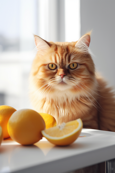桌子上的可爱橘猫摄影图数字艺术9