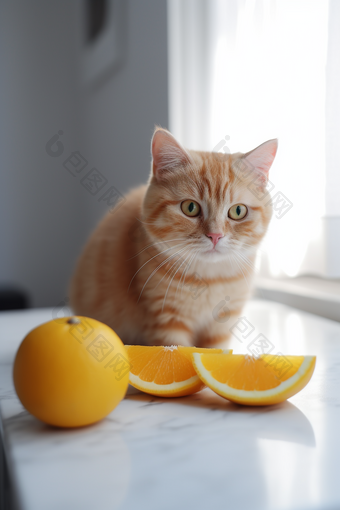 桌子上的可爱橘猫可爱宠物萌宠