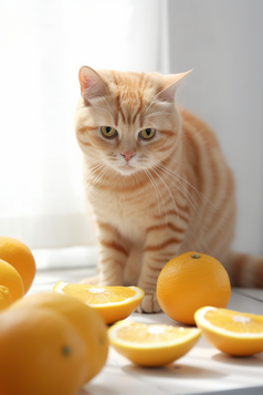 桌子上的可爱橘猫摄影图数字艺术6