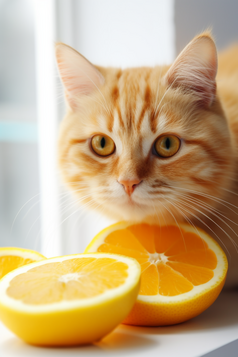桌子上的可爱橘猫摄影图数字艺术1