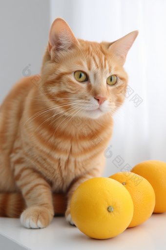 桌子上的可爱橘猫可爱宠物宠物摄影