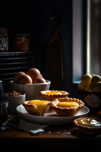 桌子上的美食蛋挞摄影图数字艺术13