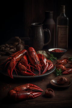 桌子上的美食龙虾摄影图数字艺术2