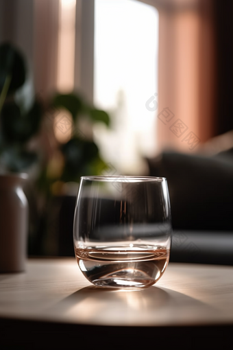 桌子上的玻璃杯家居摄影清新淡色