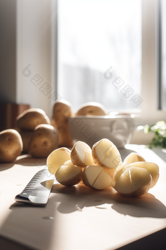 厨房的切片土豆摄影图数字艺术64