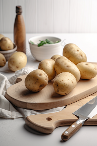 厨房菜板上的土豆<strong>切片蔬菜</strong>新鲜