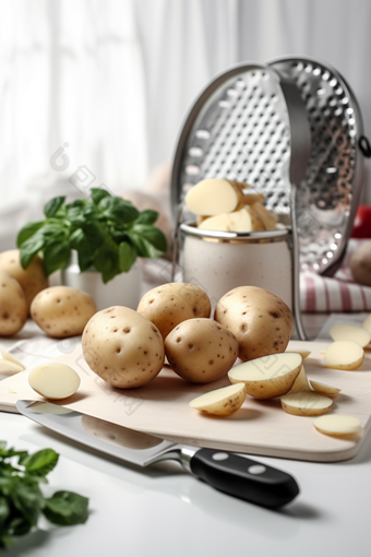 厨房的切片土豆摄影图数字艺术61