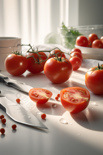 <strong>厨房</strong>的切片西红柿番茄新鲜