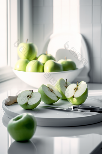 厨房的切片苹果摄影图数字艺术6