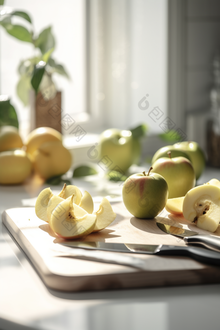 厨房的切片苹果摄影图数字艺术4