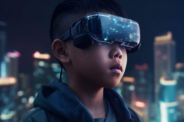 虚拟现实小男孩未来眼镜眼镜vr