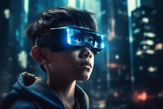 虚拟现实小男孩未来眼镜摄影图数字艺术7