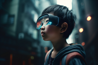 虚拟现实小男孩未来<strong>眼镜</strong>摄影图数字艺术4