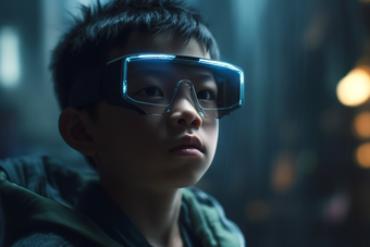 虚拟现实小男孩未来<strong>眼镜</strong>摄影图数字艺术1