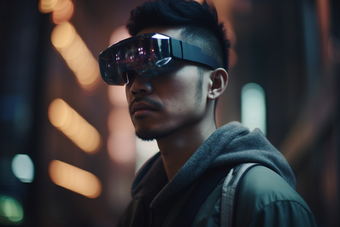 戴着<strong>虚拟</strong>未来眼镜的男人摄影图数字艺术19